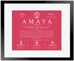 Amaya surname meaning origin and heritage in Red with Black Matte Frame