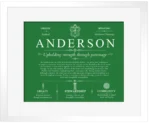Anderson last name origin and heritage in Dark Green with White Matte Frame