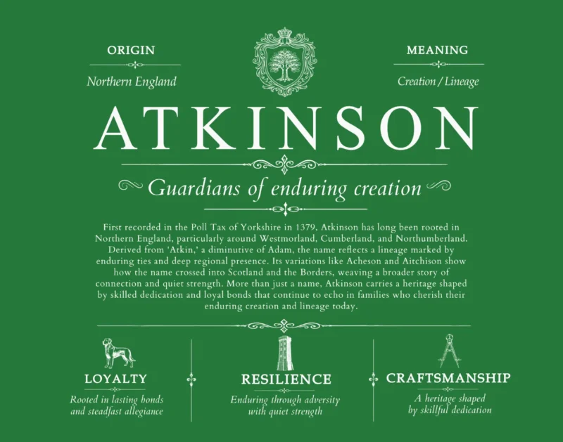 Atkinson family name meaning and history in Dark Green