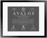 Avalos surname origin and family heritage in Gray with Black Matte Frame