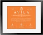 Avila family name origin and history in Orange with Black Matte Frame