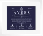 Ayers surname origin and family heritage in Navy Blue with White Matte Frame