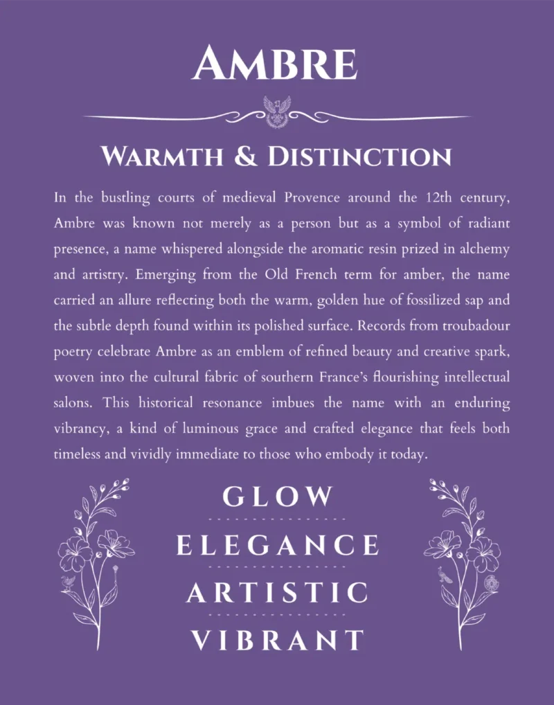 Ambre personalized name meaning print in purple