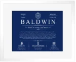 Baldwin surname heritage and history in Deep Blue with White Matte Frame