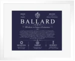 Ballard family name history in Navy Blue with White Matte Frame
