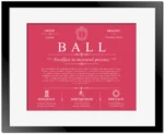 Ball surname history and heritage in Red with Black Matte Frame