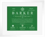 Barker surname history and family heritage in Dark Green with White Matte Frame Barker surname history and family heritage in Dark Green with White Matte Frame