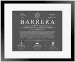 Barrera personalized family surname in Gray with Black Matte Frame