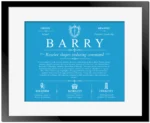 Barry last name origin and heritage in Blue with Black Matte Frame