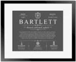 Bartlett last name history and origin in Gray with Black Matte Frame