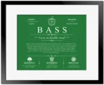 Bass last name meaning and origin in Dark Green with Black Matte Frame