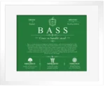 Bass last name meaning and origin in Dark Green with White Matte Frame