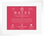 Bates surname meaning and origin in Red with White Matte Frame