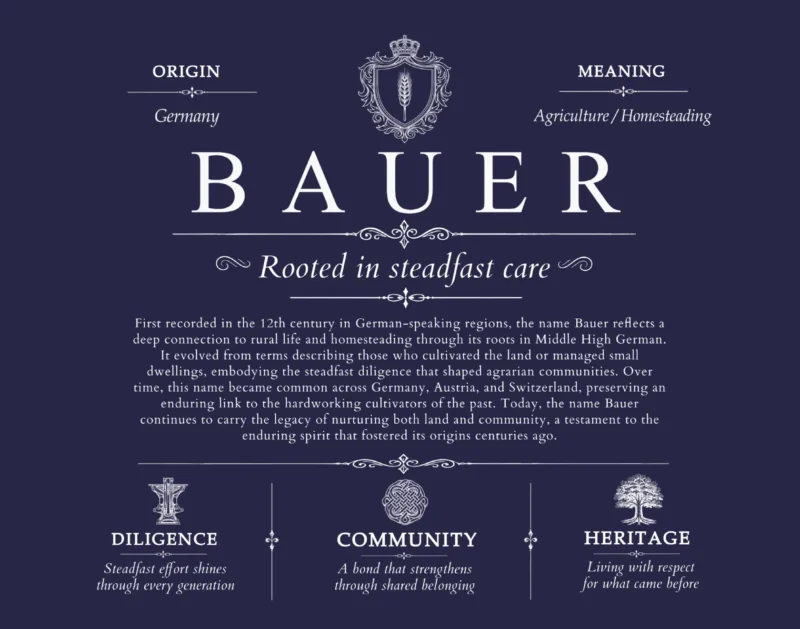 Bauer personalized surname meaning in Navy Blue