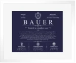 Bauer personalized surname meaning in Navy Blue with White Matte Frame