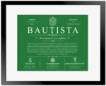 Bautista family name history in Dark Green with Black Matte Frame