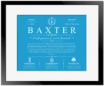 Baxter personalized last name meaning in Blue with Black Matte Frame