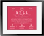 Bell surname history and family heritage in Red with Black Matte Frame