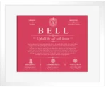 Bell surname history and family heritage in Red with White Matte Frame