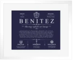 Benitez surname heritage and history in Navy Blue with White Matte Frame Benitez surname heritage and history in Navy Blue with White Matte Frame