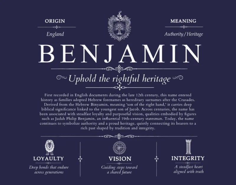 Benjamin family name heritage in Navy Blue