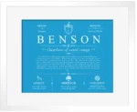 Benson surname meaning origin and heritage in Blue with White Matte Frame Benson surname meaning origin and heritage in Blue with White Matte Frame