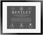 Bentley surname history and family heritage in Gray with Black Matte Frame
