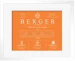 Berger surname meaning and heritage in Orange with White Matte Frame Berger surname meaning and heritage in Orange with White Matte Frame