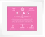 Berg surname history and heritage in Pink with White Matte Frame