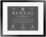 Bernal personalized last name meaning in Gray with Black Matte Frame