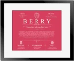 Berry surname heritage and history in Red with Black Matte Frame