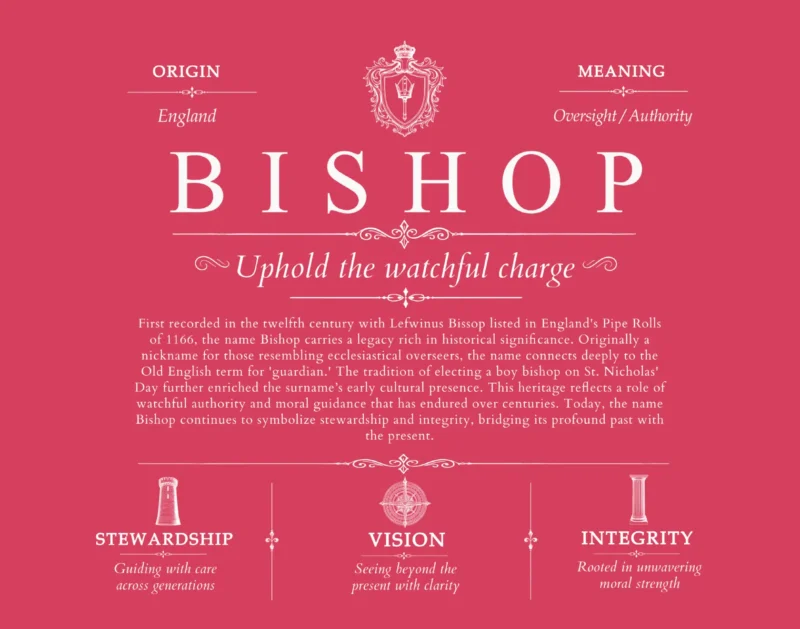 Bishop personalized last name meaning in Red