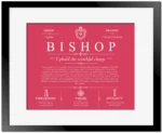 Bishop personalized last name meaning in Red with Black Matte Frame