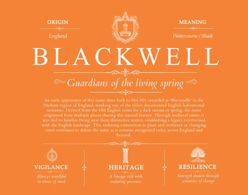 Blackwell last name origin and heritage in Orange