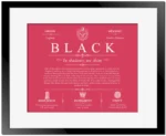 Black family name heritage in Red with Black Matte Frame