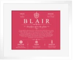 Blair last name origin and heritage in Red with White Matte Frame