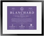 Blanchard family name origin and history in Purple with Black Matte Frame