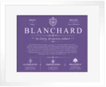 Blanchard family name origin and history in Purple with White Matte Frame