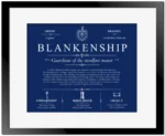 Blankenship surname origin and family heritage in Deep Blue with Black Matte Frame