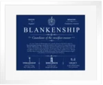 Blankenship surname origin and family heritage in Deep Blue with White Matte Frame