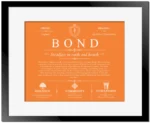 Bond personalized family surname in Orange with Black Matte Frame