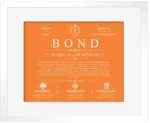 Bond personalized family surname in Orange with White Matte Frame