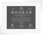 Booker family name history in Gray with White Matte Frame