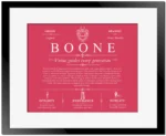 Boone family name heritage in Red with Black Matte Frame