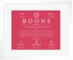Boone family name heritage in Red with White Matte Frame Boone family name heritage in Red with White Matte Frame