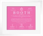 Booth family name history in Pink with White Matte Frame