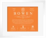 Bowen surname origin and history in Orange with White Matte Frame