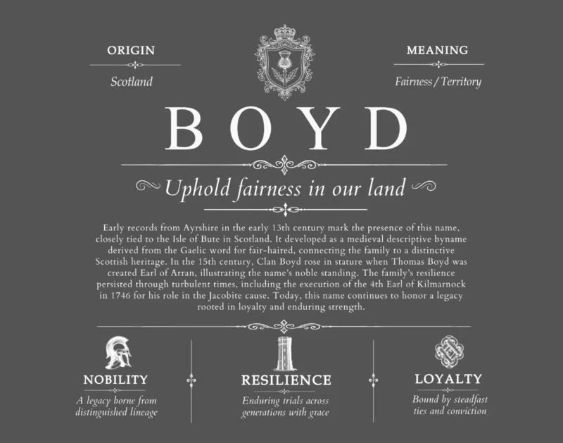 Boyd surname heritage and history in Gray