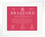 Bradford last name history and origin in Red with White Matte Frame