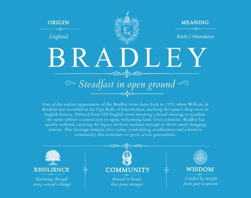 Bradley surname meaning origin and heritage in Blue